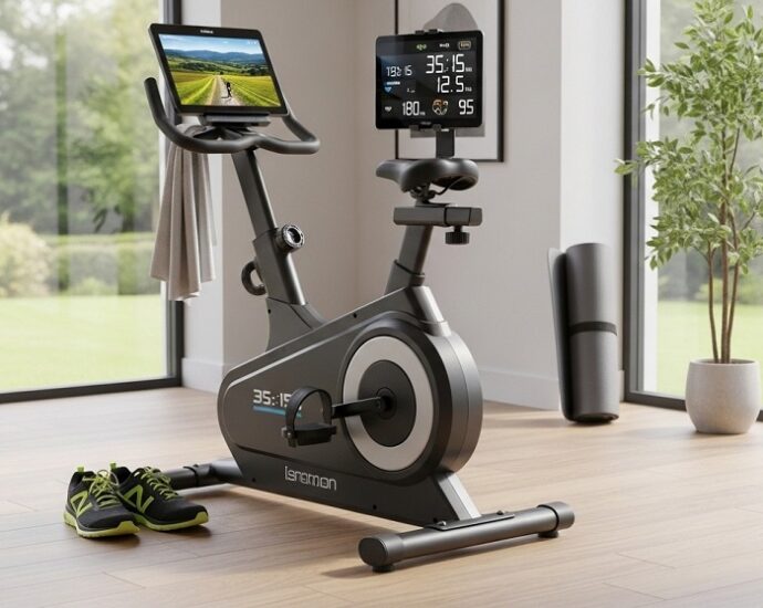 Person using an exercise bike for home workout