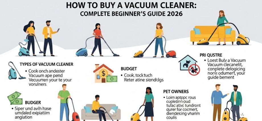 Vacuum cleaner comparison chart showing upright canister and stick models with suction power ratings