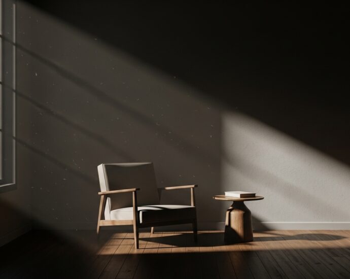 Mirror reflecting sunlight into small living room interior