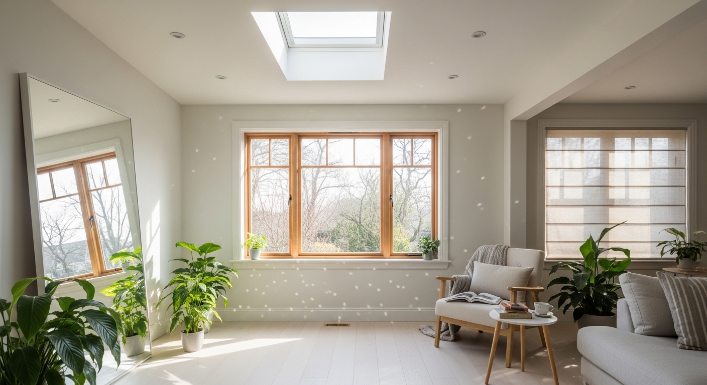 Sheer curtains allowing natural daylight through window