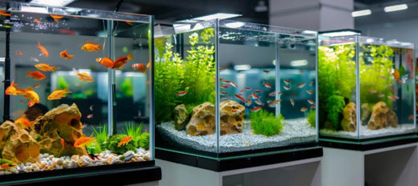 Colorful aquarium gravel creating a stunning freshwater fish tank display.