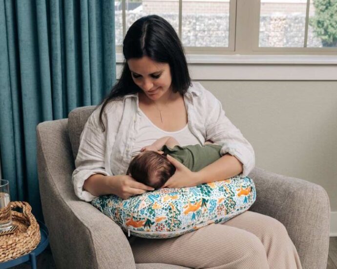 Affordable nursing pillow used for comfortable breastfeeding support