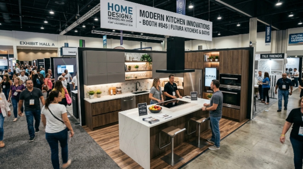Modern kitchen display at the Home Design and Remodeling Show Fort Lauderdale 2026