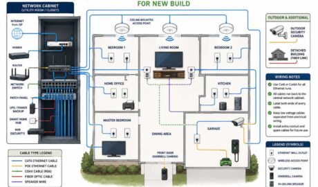 Smart home network wiring diagram for a new house
