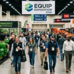 Visitors walking through the Equip Exposition 2026 show floor at the Kentucky Exposition Center in Louisville