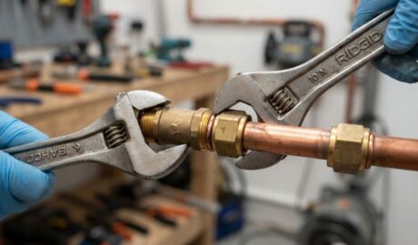 Joining copper pipes with a compression fitting