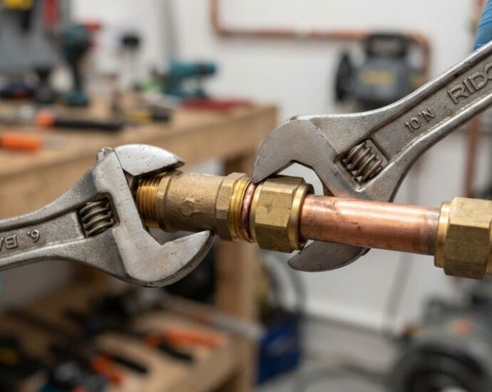Joining copper pipes with a compression fitting