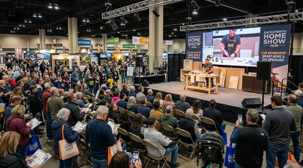 Homeowners attending live demonstrations and workshops at the Sacramento Convention Center home show 2026