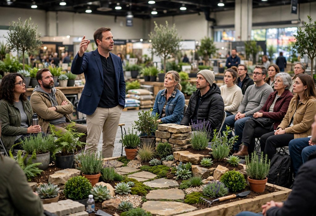 Attendees watching a landscape design seminar at Cal Expo