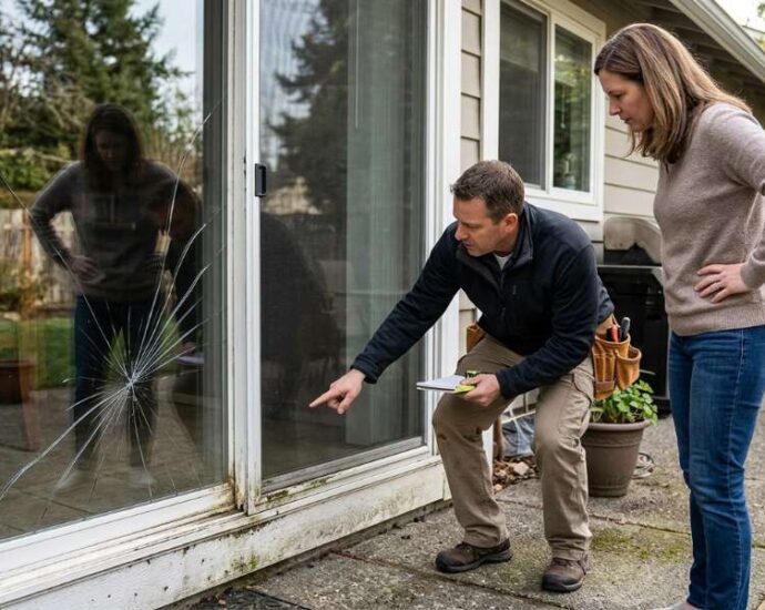 cracked patio door glass pane needing replacement