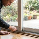 hand turning roller adjustment screw on sliding door