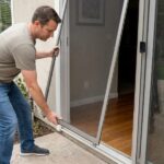 lifting sliding screen door out of bottom track