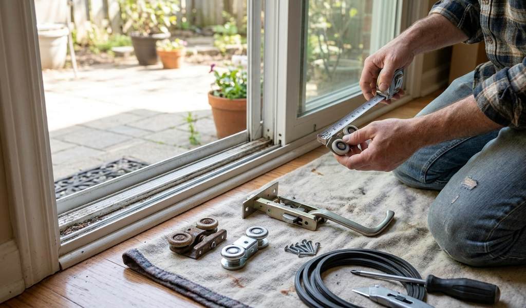 patio door handle and latch hardware set
