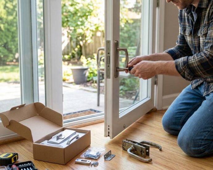 removing old patio door lock handle assembly