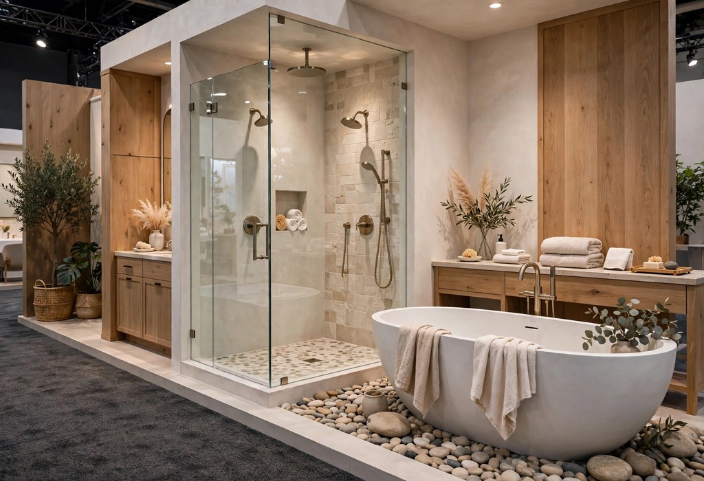 Spa-style bathroom remodel with walk-in shower and freestanding tub