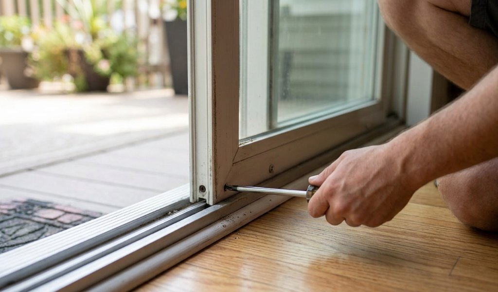 testing sliding patio door movement after adjustment