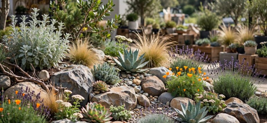 Themed Landscape Showcase garden display with drought-tolerant plants at the 2027 expo